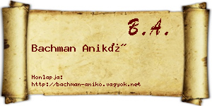 Bachman Anikó névjegykártya