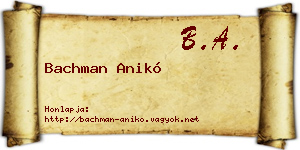 Bachman Anikó névjegykártya